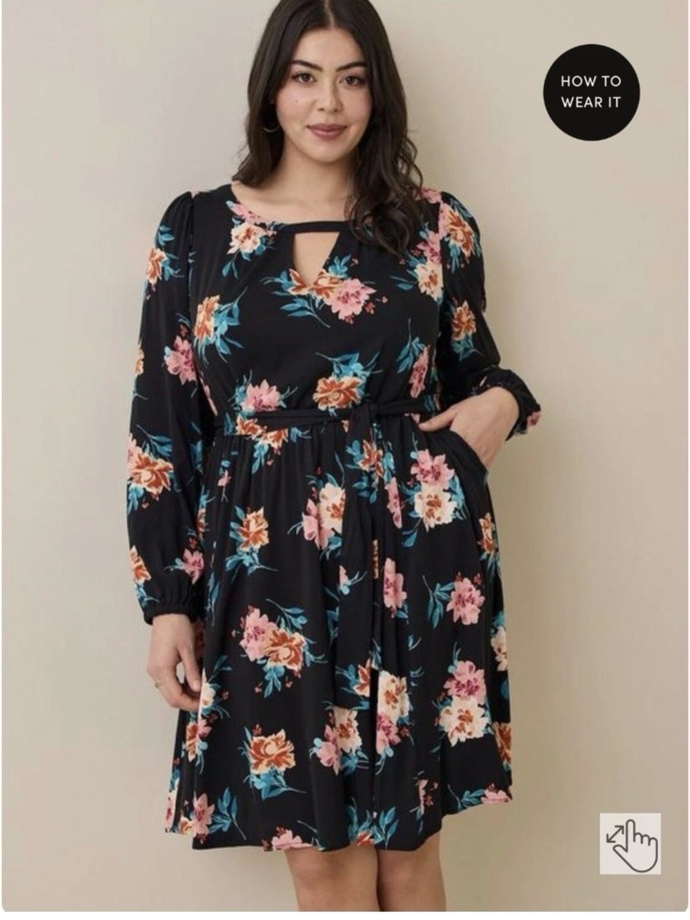 Torrid MINI STRETCH CHALLIS ALINE DRESS Black Floral Size 2